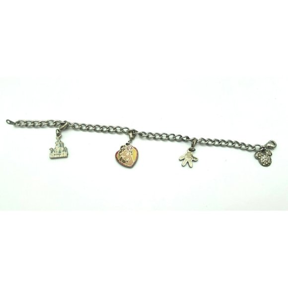 Walt Disney Charm Bracelet Silver Tone Clip Charms 7 3/4" Rhinestone Official - Picture 11 of 11
